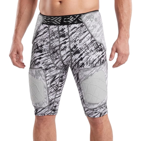 Exxact Sports Gladiator 5-Pad Adult Football Girdle for Men with Integrated Hip, Thighs, Tailbone Pads, Padded Compression Shorts, Mens Girdle Football with Cup Pocket (Camo, AS)