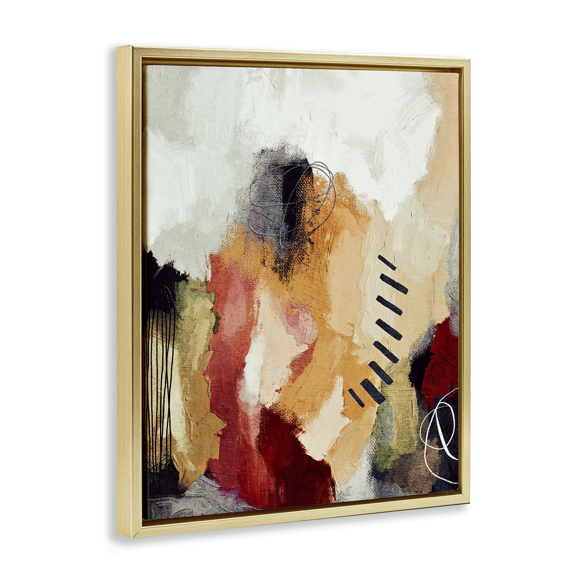 Stupell Industries Abstract Southwestern Pattern Abstract Painting Gold Floater Framed Canvas Art Print Wall Art, 25 x 31