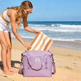 thumbnail image 4 of WANDF Expandable Travel Duffel Bag with Shoulder Strap for Women,3 Slash Pockets Airline Approved Personal Item Bag 18x14x8,Gym Bag with Wet Pocket,Underseat Foldable Carry on Weekender Bag(Purple), 4 of 13