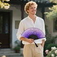 thumbnail image 5 of KER Handheld Paper Fans Set Folding Fan For Room Living Room Dancing Decoration Polyester Fabric Wooden Craft, 5 of 5