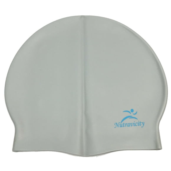 Nutravicity Bonnet de Bain en Silicone pour Cheveux Courts Chapeau de Natation pour Femmes & Hommes, Gris