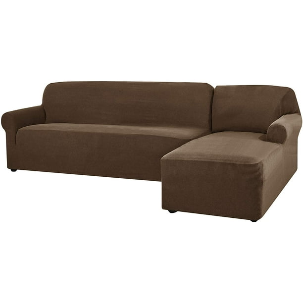 CHUN YI 2 Pieces Grid Stretch LShape Sofa Slipcovers (2Seater Right