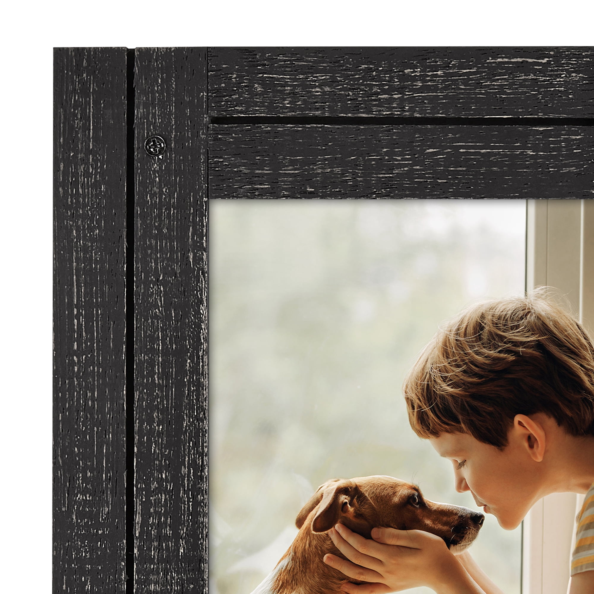 Americanflat 6x8 Picture Frame Polished Crystal Clear Glass Hampton Collection Distressed - Charcoal Black
