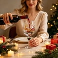 thumbnail image 3 of 2D Christmas Holly Berry Stemmed Wine Glass Clear Handled Drinking Cup Red Decor For Holiday Birthday Party Beverage Serveware, 3 of 3
