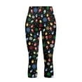 thumbnail image 3 of SCRAWLGOD Christmas Light Strip Snowflake Black High Waisted Capri Leggings with Pockets for Women - Slim Cropped Tights for Running Cycling Workout - Breathable Yoga Leggings Tummy Control, S, 3 of 6