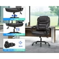 thumbnail image 2 of Big and Tall Executive Chair 500 Lbs Capacity PU Leather Boss Office Desk Chair Heavy Duty High Back Computer Chair Thick Sponge Office Chair with 360° Quiet Swivel Wheels, Brown, 2 of 7
