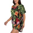 thumbnail image 2 of Picia Watercolor Tropical Flowers Pajamas Sets for Women Soft Short-Sleeved Pjs with Lounge Shorts Two Piece Sleepwear-Small, 2 of 9