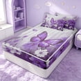 thumbnail image 3 of Erosebridal Cute Butterfly Zipper Queen Comforter Set with Fitted Sheet and 2 Pillowcases, Chic Flower Zipper Bedding Set, Polka Dots Reversible, Lavender Purple, Polka Dots Reversible, 3 of 7