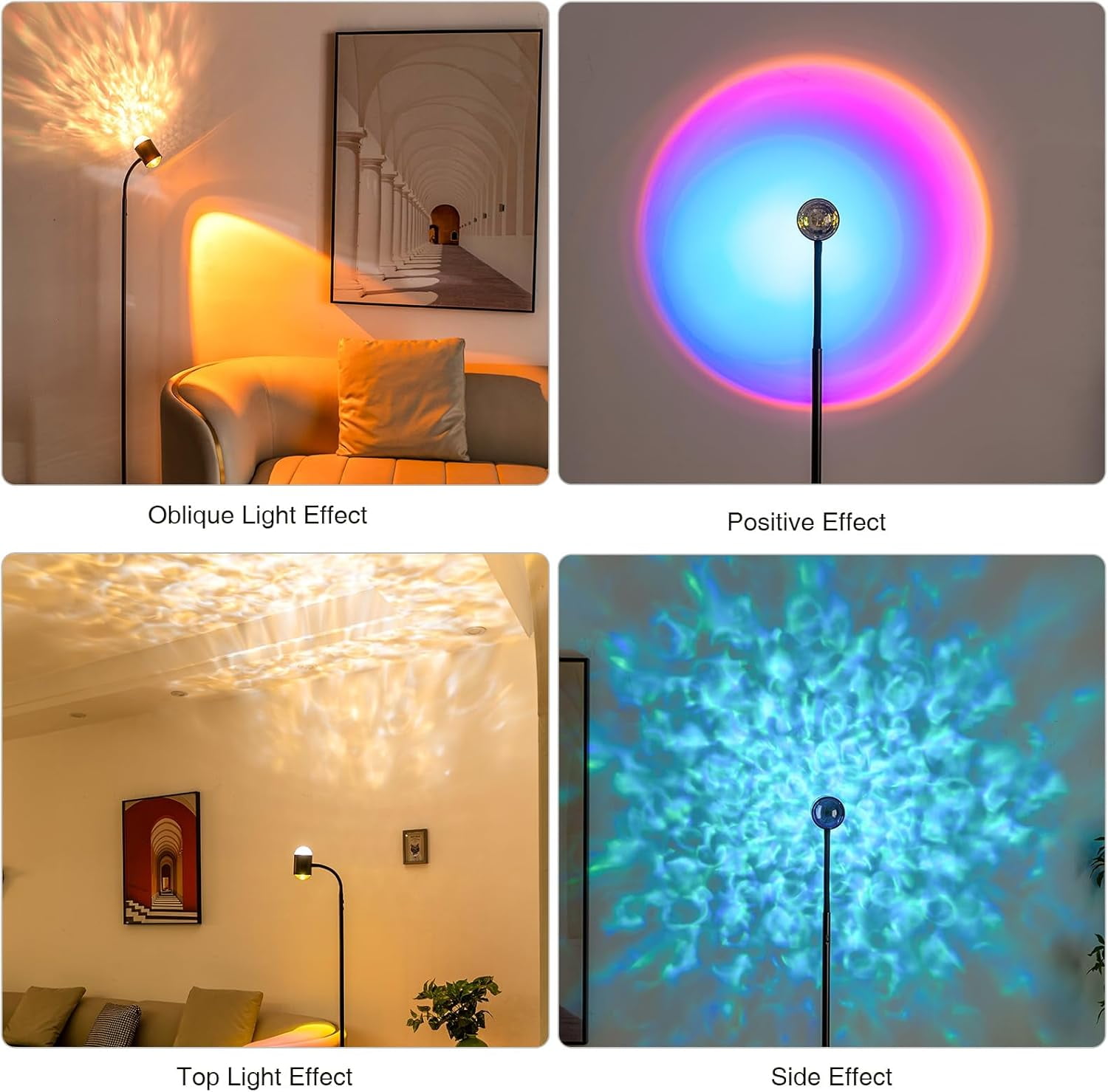 KAIPARA Sunset Standing Floor Lamp with Ocean Wave Effect, 360° Rotation, 16 Color Filters, Atmosphere Lamp with Remote, 3D Ocean Wave Floor Lamp Led Lights for Living Room & Bedroom