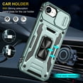 thumbnail image 4 of Dteck Case for iPhone 16e / iPhone 17e,Shockproof Rugged Case with Slide Camera Cover Rotated Ring Kickstand Military-Grade TPU+PC Back Phone Case for iPhone 16e/17e,Darkgreen, 4 of 7