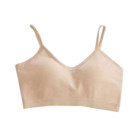 LbsKUS Bras for Women - Cotton Sports Bra Bralettes With Support Workout Tops Wireless Bra Cami Crop Tank Tops (Large Beige)