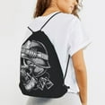 thumbnail image 6 of XMXT Unisex Drawstring Backpack for Women Men, Helmet Wearing Skull Print Waterproof Gym Bag String Bags for Shopping Sport Travel, m, 6 of 8