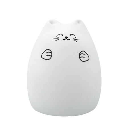 

Touch Sensor Kids Room Decor & Rechargeable Gift Multicolored Cat Silicone LED Nightlight