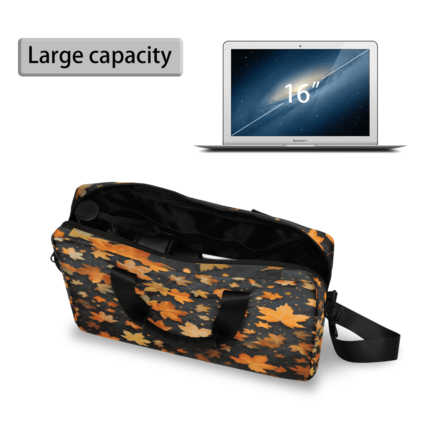 Herdesigns Maple Leaves Laptop Bag for Women Men, Computer Case Briefcase Messenger Bags, 15-15.6 inch Laptop Sleeve Shoulder Bag