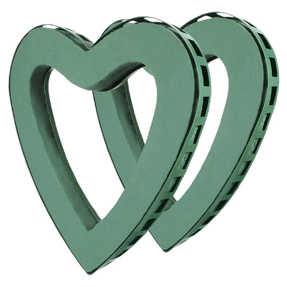 WEUVEB Heart Shaped Floral Holder Plastic Green for Wedding and Home Use with Suction Cups 2Pcs