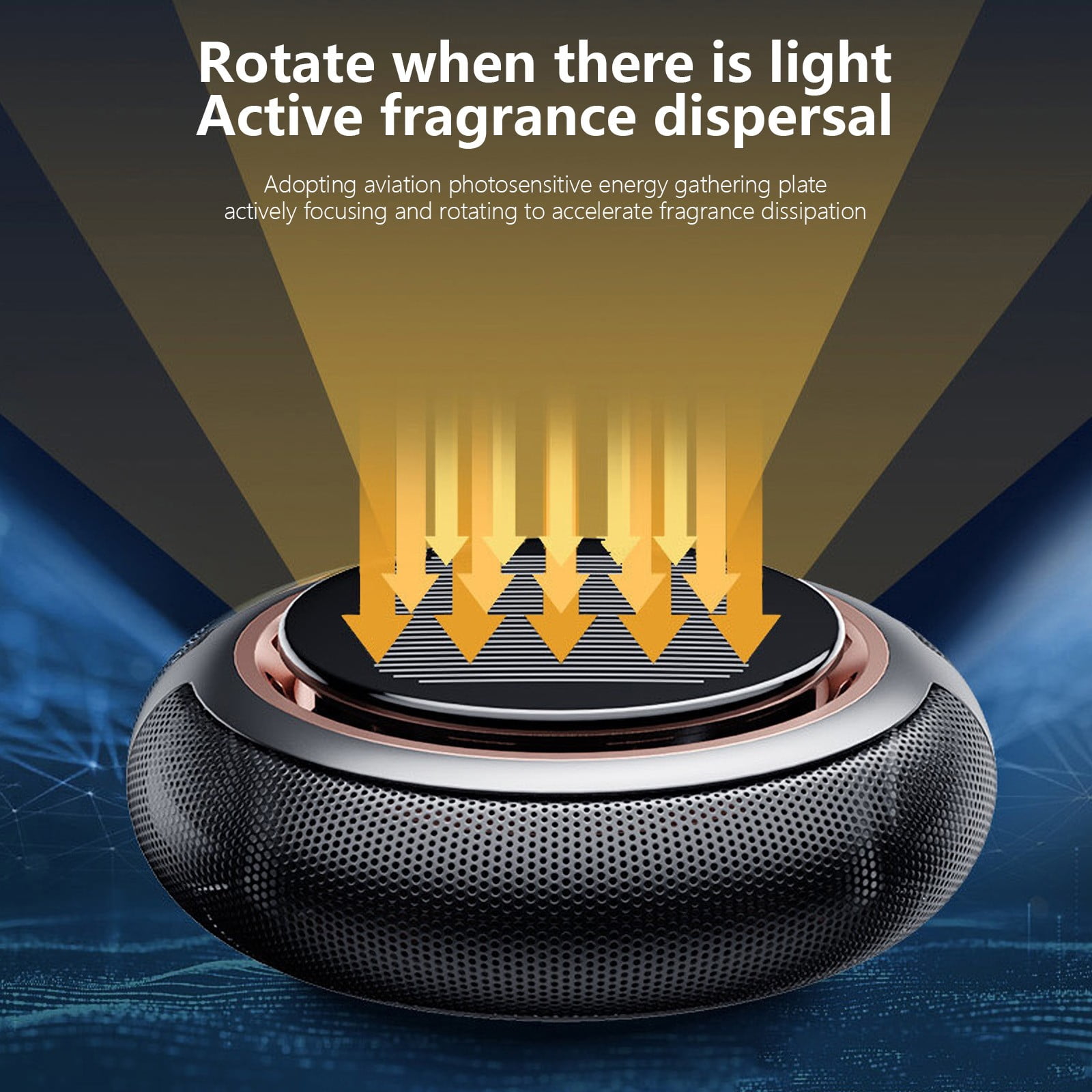 Solar Car Air Freshener - Rotating Aromatherapy Diffuser Vent Clip - Universal Portable Fragrance Dispenser for Fresh Car Interior