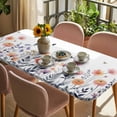 thumbnail image 3 of Spring Floral Table Cloths for 6 Foot Rectangle Tables, Elegant Pastoral Flowers Botanical Patio Waterproof Elastic Fitted Tablecloths, Washable Rectangular Table Cover for Camping, 3 of 8