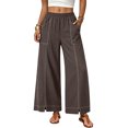 thumbnail image 2 of Edvintorg Wide Leg Pants For Women Lightweight Elastic Waisted Baggy Casual Palazzo Trousers With Pockets Plus Size Flowy Pants Women Brown XL, 2 of 8