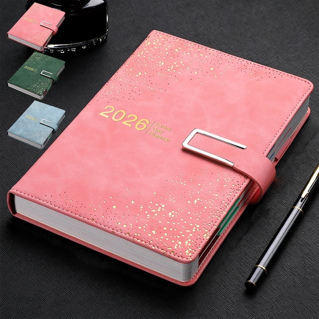 Agenda 2026 con Notas de Fecha | Libreta Tamaño A5 de Papel Verde | Cubierta Resistente de Piel Sintética | 204 Hojas | Portátil y Versátil | Ideal para El Trabajo, La Escuela y El Hogar | 1 Unidad