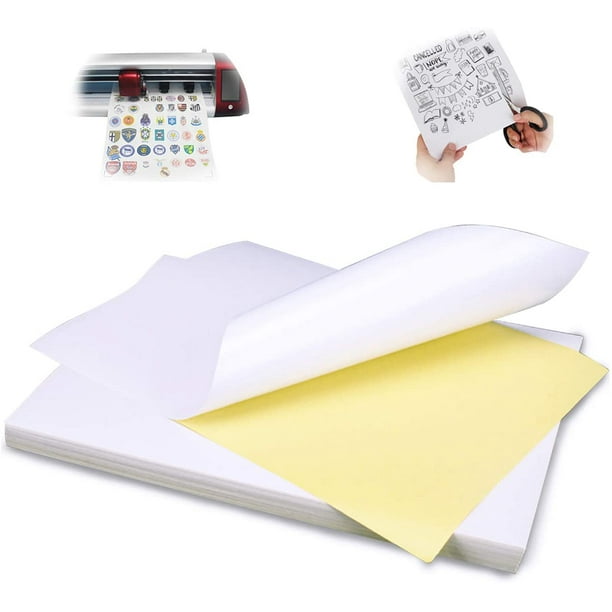 Papier autocollant universel pour impression d'étiquettes autocollantes,  blanc 100 feuilles de papier A4 (210 mm x 297 mm) 
