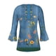 thumbnail image 5 of ICHUANYI Clearance Women's Casual Trumpet 3/4 Sleeve Printed Buttoned Basic Ruched Tops Pleated T-shirts Blouses(Blue, XXL) ICHUANYI WER2023080910798, 5 of 5