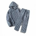 thumbnail image 2 of Mens Casual Solid Pullover Hooded Long Sleeve Pants Furry Two-piece Sets, 2 of 9