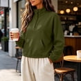 thumbnail image 6 of Horkkom Quarter Zip Pullover Women Solid Color Loose Casual Daily Tops Fall Mock Neck Sweatshirts with Pockets XL, 6 of 8