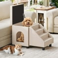 thumbnail image 2 of Uforic Cat Dog Step Stair, 3-Step Pet Stairs with Storage Boxes, 17" Folding Dog Ramp Ladder for Small Medium Dogs/Cats - Beige, 2 of 9