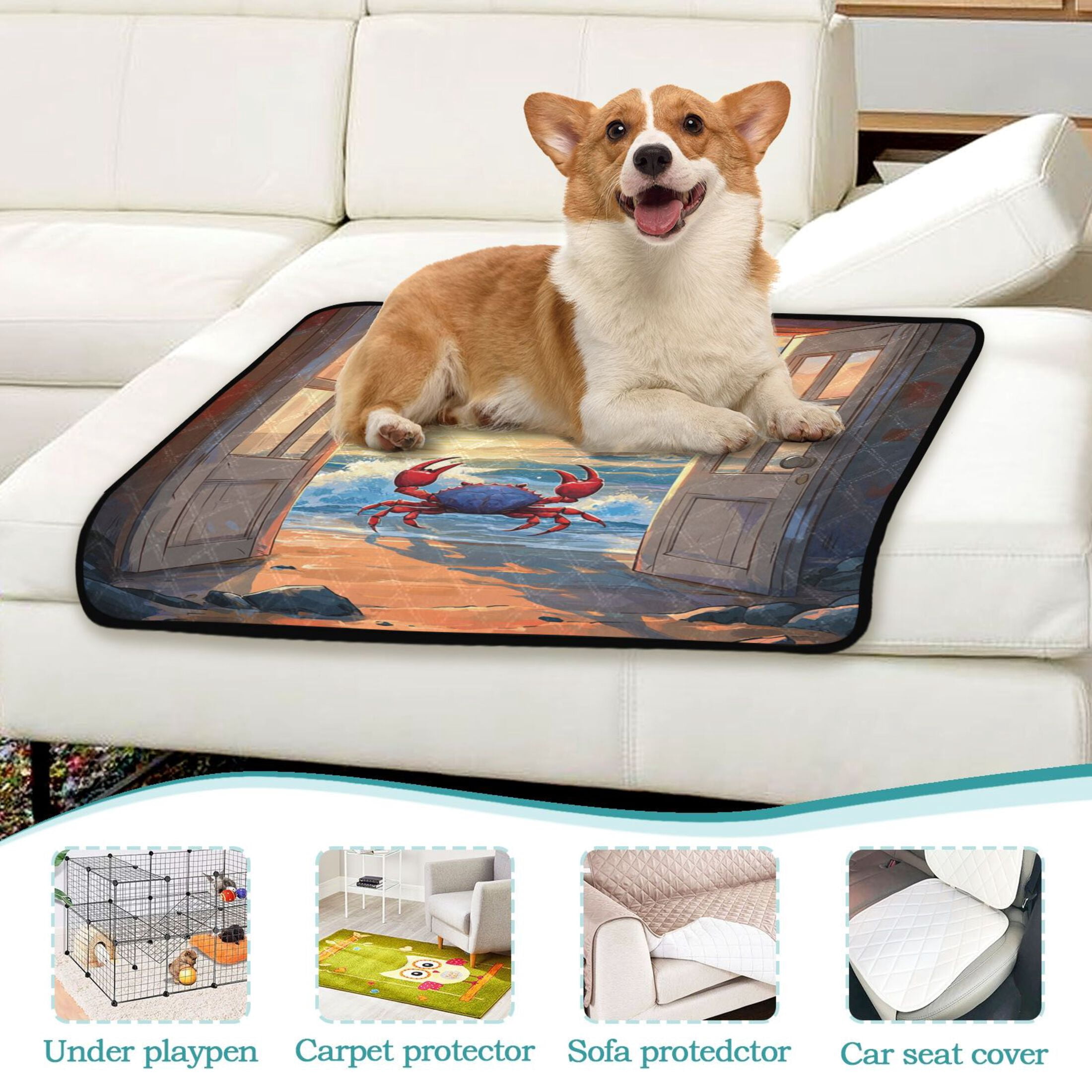 Qxltty Dashing Hairy Crab Cat litter Pads Pet Set of 3 Diaper Mats Center Anti-leakage Layer Absorbent Soft and Comfortable