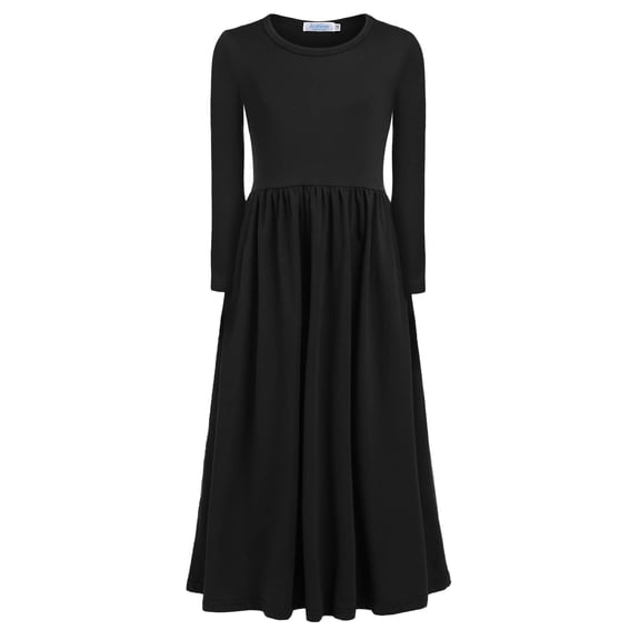 Arshiner Teen Girls Dresses Maxi Dress Long Sleeve Casual Dresses for Teen Girls Holiday Dress with Pockets for 5-13 Years