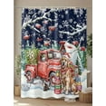 thumbnail image 4 of Blue Christmas Long Shower Curtain Set, Waterproof Shower Curtains for Bathroom, Xmas Winter Snowflakes Red Truck Dogs Washable Fabric Cloth Bath Curtain for Bathtub with Hooks 72x84 Inches, 4 of 6