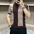 thumbnail image 2 of Men's Zipper Knit Polo Shirt ColorBlock Short Sleeve Polo T-Shirt, 2 of 2