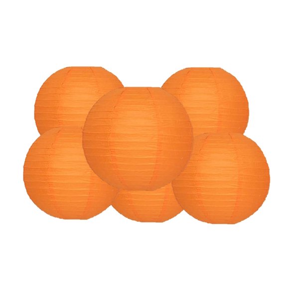 Pack of 6 Round Paper Lantern Lamp Paper Lanterns Party Decorations (Orange, 4"/10CM)