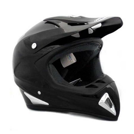 Adult Motorcycle Helmet Off Road MX ATV Dirt Bike Motocross UTV - Gloss Black (X-Large) + FREE