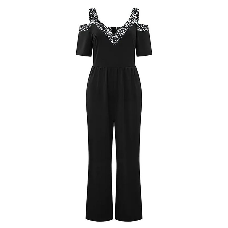 Casual Patchwork Sequins V Neck Skinny Jumpsuits Casual Patchwork Sequins V Neck Skinny Jumpsuits