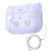 GJX Case Compatible with AirPods Pro 2 & 1 (2nd & 1st Generation), Cute Soft Silicone Cover with Animal Ears, Kawaii Shockproof Protective Skin for Girls Women,Light Purple