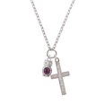 thumbnail image 2 of Delight Jewelry Silvertone 3-D Purple & AB Crystal Owl Everlasting Love Engraved Cross Zoey Necklace, 28", 2 of 4