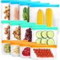 thumbnail image 1 of fafa-12 Pack Sacs de Congélation Réutilisables Grands, Sacs Alimentaires en Silicone Sans BPA, Sac à Sandwich en Silicone Étanche, Sac à Collation Réutilisable Extra-Épais pour Mariner Viandes Collations Fruits Légumes Maquillage, 1 of 4