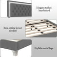thumbnail image 3 of Queen Bed Frame,Upholstered Velvet Fabric Wooden Platform Queen Size Bed Frame with LED Lights & Tufted Headboard for Bedroom,Wood Slat Support,No Box Spring Needed,Easy Assembly,83.7"x64"x44.5",Gray, 3 of 8