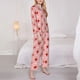 thumbnail image 3 of Balery Strawberries Conjunto de Pijama con Estampado para Mujer, Conjunto de Dos Piezas con Manga Larga, Ropa de Dormir Suave con Bolsillos, Pijamas Cómodos-XX-Large, 3 of 7