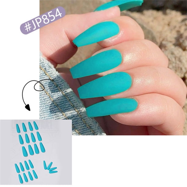 Uñas postizas, uñas postizas, regalos para mujeres, uñas brillantes de colores puros, uñas postizas terminadas, 24 uñas postizas terminadas, pegatinas para uñas de 3 ml
