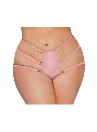 Plus Size Sexy Open Crotch Open Back Mesh Strappy Panties