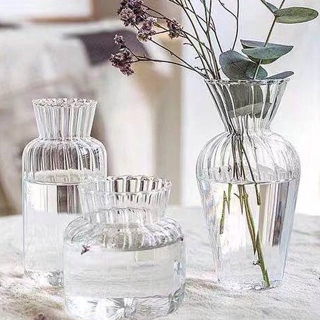 POINTERTECK Simple Design Vase Versatile Home Decor Flower Vase Decorative Transparent Vase for Wedding style 1 One Size