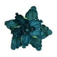 thumbnail image 2 of Cozeii 2 Pcs Christmas Ornaments, Artificial Velvet Glitter Poinsettia Flowers with Stems for Xmas Tree Wreath Garland Decoration (Deep Teal Color）, 2 of 5
