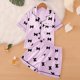 thumbnail image 1 of Conjuntos de solapa de manga corta para niños, ropa de dormir de seda sintética para el hogar de verano para niños, conjunto de ropa de dormir para niñas, ropa de dormir de manga corta con lazo de col, 1 of 7