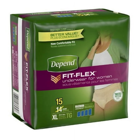 Depend Fit-Flex Maximum Absorbency Underwear XL 15 ct (Pack of 32)