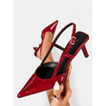 thumbnail image 4 of On feet& in love Women's Pointed Toe Patent PU Slingback Heels with Adjustable Strap - Dress Shoes for Work & Party - Size 5.5, 4 of 7