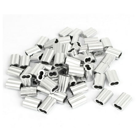 

5mm 3/16 Aluminum Double Hole Wire Rope Clamp Clip Sleeve 100 Pcs