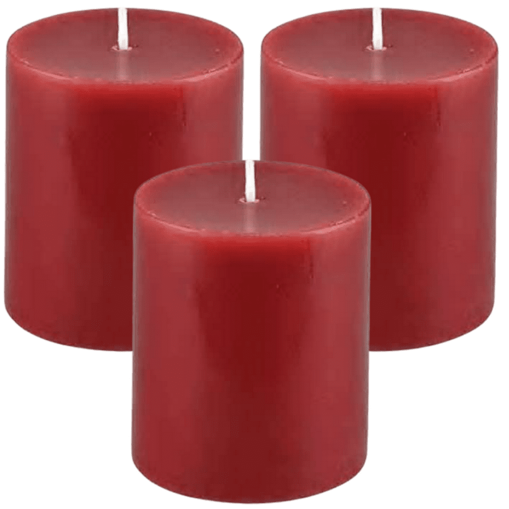 Apple Cinnamon Scented Pillar Candles, 3 Pillar Candles In Each Pack