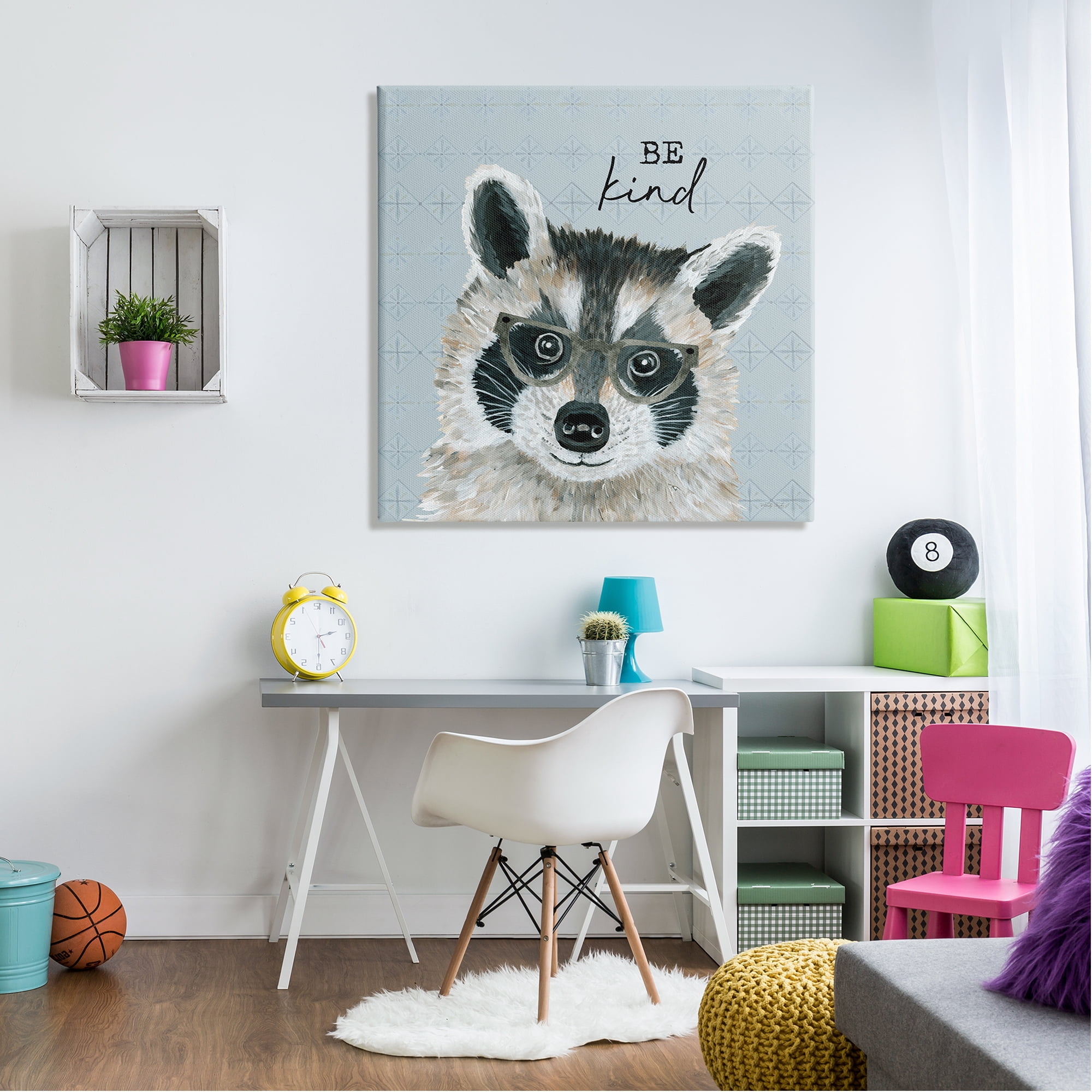 Stupell Be Kind Happy Raccoon Patterned Animals & Insects Painting Gallery Wrapped Canvas Print Wall Art